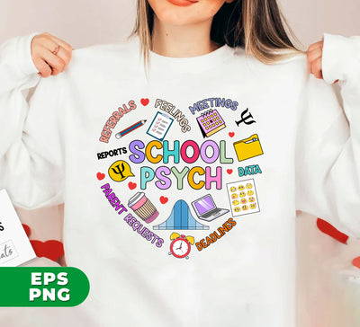 School Psych, Heart Psych, Parent Requests, Psych In School, Digital Files, Png Sublimation