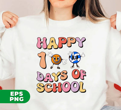 Happy 100 Days Of School, Groovy School, Love Ball, Digital Files, Png Sublimation