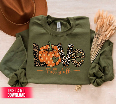 Satisfy your Fall decor cravings with this creative pumpkin-themed SVG + PNG bundle including the phrases "Love Fall Y'All", "Love Fall Season" and "Fall Quote". Perfect for crafts and sublimation projects.