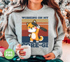 Working On My Core-gi, Retro Corgi Lover, Funny Workout, Fitness Corgi, Digital Files, Png Sublimation