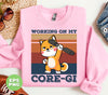 Working On My Core-gi, Retro Corgi Lover, Funny Workout, Fitness Corgi, Digital Files, Png Sublimation