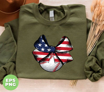 American Baseball, Love Baseball, Cute Bow On Baseball, Digital Files, Png Sublimation