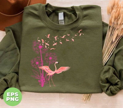 Dandelion Flamingo, Flamingoes Lover, Love Dandelion, Digital Files, Png Sublimation