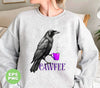 Cawfee Gift, Funny Bird, Grey Bird Drink Coffee, Love Bird, Love Coffee, Raven Bird, Crow Bird, Digital Files, Png Sublimation