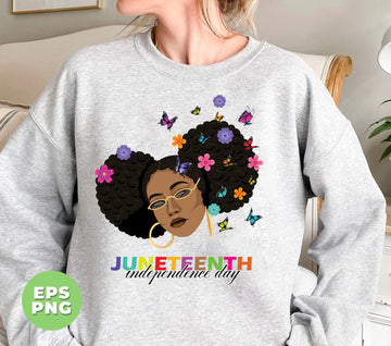 Juneteenth Independence Day, Messy Bun Girl, Digital Files, Png Sublimation