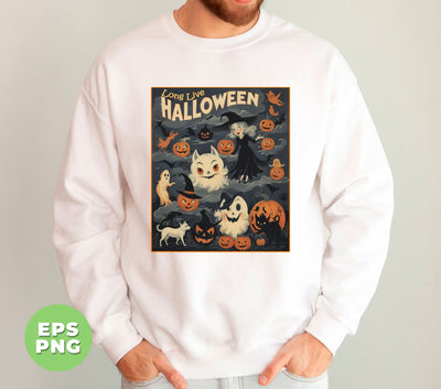 Long Live Halloween, Retro Halloween, Vintage Halloween, Spooky Season, Black Cat, Digital Files, Png Sublimation