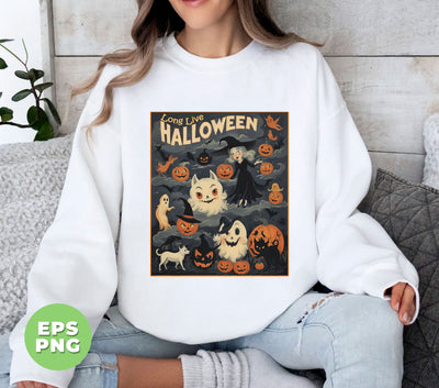 Long Live Halloween, Retro Halloween, Vintage Halloween, Spooky Season, Black Cat, Digital Files, Png Sublimation