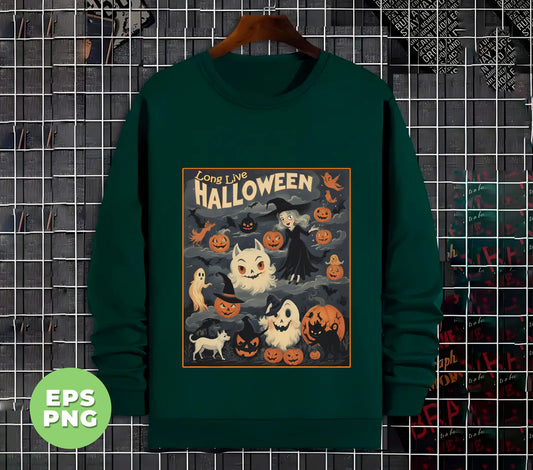 Long Live Halloween, Retro Halloween, Vintage Halloween, Spooky Season, Black Cat, Digital Files, Png Sublimation