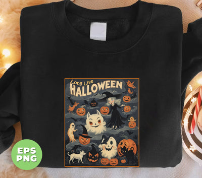 Long Live Halloween, Retro Halloween, Vintage Halloween, Spooky Season, Black Cat, Digital Files, Png Sublimation