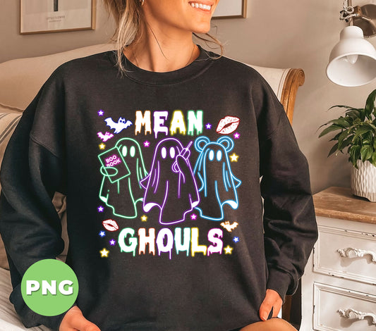 Mean Ghouls, Happy Halloween, Neon Halloween, Cute Boo, Digital Files, Png Sublimation