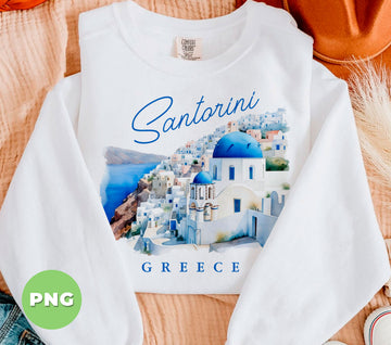 Santorini In Greece, Greek Island, Blue Beach, The Cyclades Islands, Aesthetic Greek Island, Digital Files, Png Sublimation
