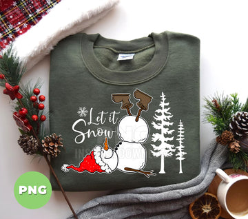 Funny Snowman PNG, Let It Snow Sublimation Design, Upside Down Christmas Snowman Clipart, Cute Winter Holiday Digital Download