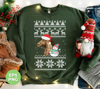 Get in the holiday spirit with our Horse Xmas design! Featuring a horse with a snowman and trendy Christmas pattern, this design is perfect for any festive occasion. Use it for sublimation projects and spread some holiday cheer.