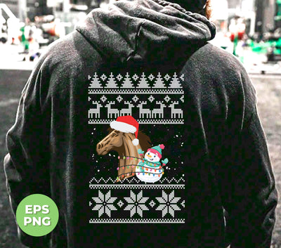 Horse Xmas, Horse With Snowman, Xmas Pattern, Trendy Christmas, Png Sublimation