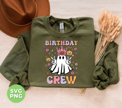 Birthday Crew, Groovy Halloween, Cute Princess Ghost, Svg Files, Png Sublimation