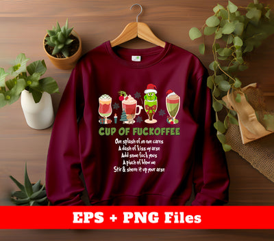 Cup Of Fuckoffee, Four Cups Of Xmas, Christmas Cup, Trendy Christmas, Svg Files, Png Sublimation