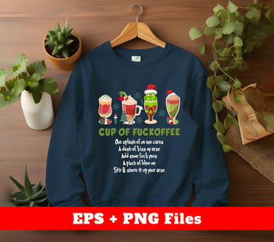 Cup Of Fuckoffee, Four Cups Of Xmas, Christmas Cup, Trendy Christmas, Svg Files, Png Sublimation