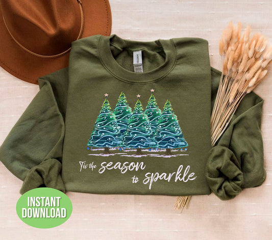 Tis The Season To Sparkle, Christmas Tree, Trendy Christmas, Svg Files, Png Sublimation