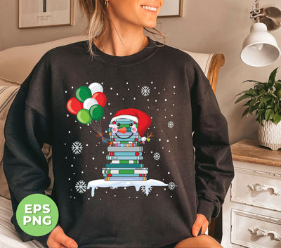 Add some holiday cheer to your crafting projects with this Snowman By Books design! Perfect for Christmas, this trendy svg file features a snowman holding balloons, adding a unique touch to your creations. Use the png sublimation version for seamless printing. Spread some merriment and get creative with this festive design.