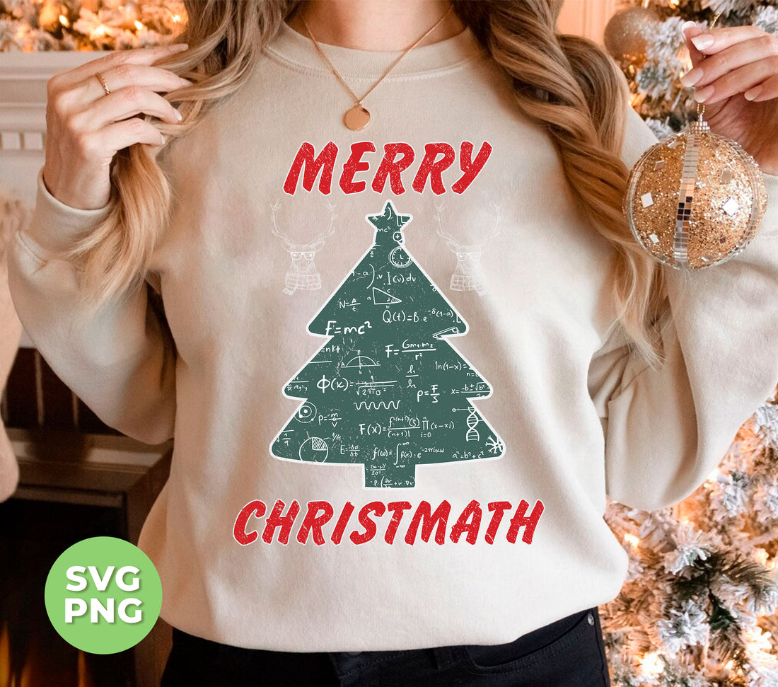 This trendy Christmas design is perfect for those who love math and want to add a unique touch to their holiday decor. With the festive message of "Merry Christmath" and a cute Christ-math tree, this design is available in SVG and PNG sublimation files for versatile use. Show off your love for Christmas and math with this one-of-a-kind design.