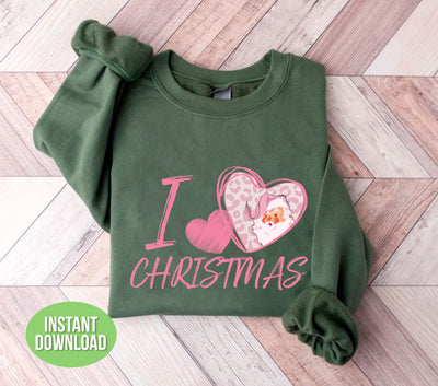 I Love Christmas, Love Santa, My Cute Santa, Pink Christmas, Trendy Christmas, Svg Files, Png Sublimation