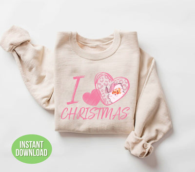 I Love Christmas, Love Santa, My Cute Santa, Pink Christmas, Trendy Christmas, Svg Files, Png Sublimation