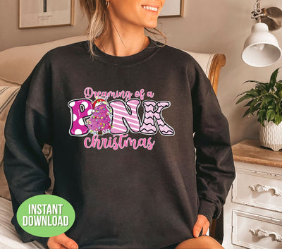 Get into the holiday spirit with Dreaming Of A Pink Christmas! This Merry Christmas design is perfect for those looking for a trendy and unique Christmas look. Use the PNG format for easy use on shirts and sublimations. Gift yourself and loved ones a stylish Christmas with this design.