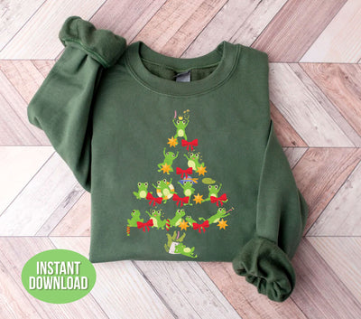 Frog Tree, Christmas Frog, Merry Christmas, Cute Xmas Frog, Trendy Christmas, Png Sublimation