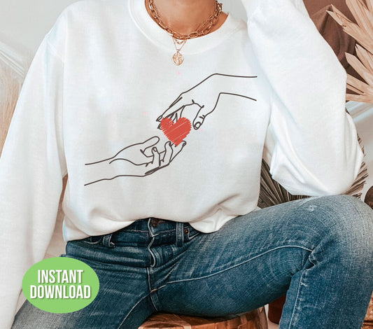 This Valentine's Day, show your love with Hand Hold Hand, Heart In Center, and Hold My Heart Png Sublimation. Express your heartfelt emotions with this perfect token of love. Made with expert craftsmanship, this design represents the eternal bond between two souls.