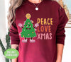 Peace Love Xmas, Merry Christmas, Funny Xmas Tree, Trendy Christmas, Png Sublimation