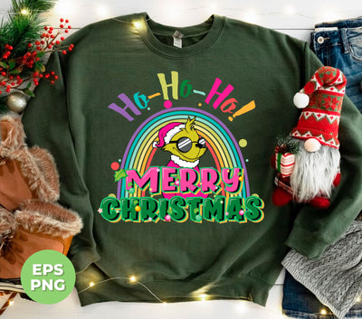 Ho Ho Ho, Grinch Christmas, Rainbow Christmas, Digital Files, Png Sublimation