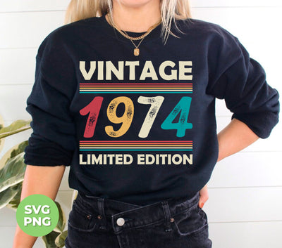 Vintage Birthday, 1974 Birthday, Retro 1974, Retro Birthday, Digital Files, Png Sublimation