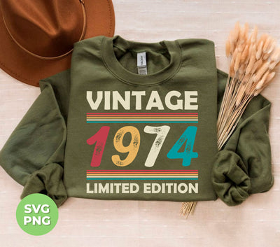 Vintage Birthday, 1974 Birthday, Retro 1974, Retro Birthday, Digital Files, Png Sublimation