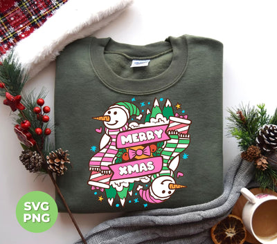 Merry Xmas, Trendy Snowman, Pinky Snowman, Pink Christmas, Digital Files, Png Sublimation