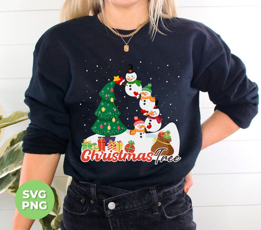 Christmas Tree, Snowman Build Xmas Tree, Snowman Family, Digital Files, Png Sublimation