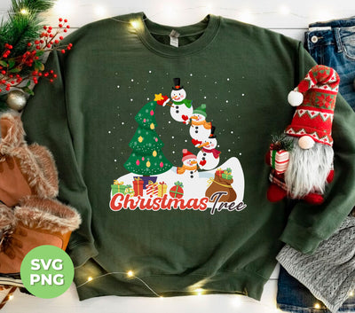 Christmas Tree, Snowman Build Xmas Tree, Snowman Family, Digital Files, Png Sublimation