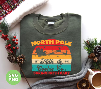 North Pole, Milk And Cookie, Baking Fresh Daily, Retro Christmas, Digital Files, Png Sublimation