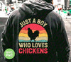 Just A Boy Who Loves Chickens, Retro Chicken Lover, Digital Files, Png Sublimation