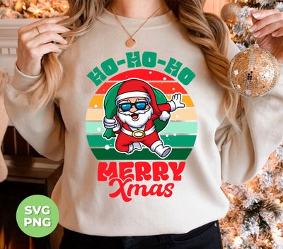 Ho Ho Ho Merry Xmas, Retro Christmas, Funny Santa, Digital Files, Png Sublimation