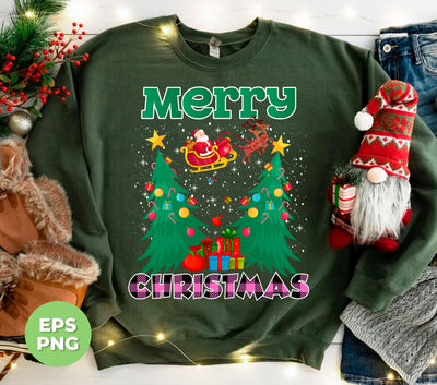 Santa Claus With Reindeer, Cute Santa Claus, Santa I Flying, Digital Files, Png Sublimation