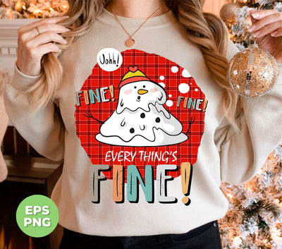 It's Fine, Everythings Fine, Melting Snowman, Plaid Xmas, Digital Files, Png Sublimation