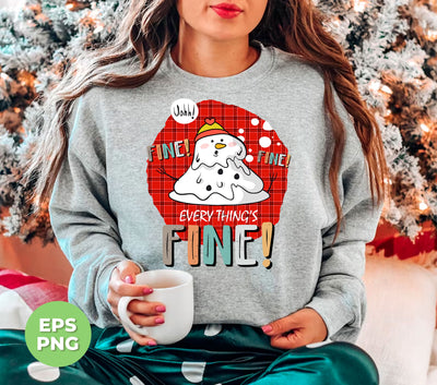 It's Fine, Everythings Fine, Melting Snowman, Plaid Xmas, Digital Files, Png Sublimation