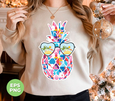 Watercolor Pineapple, Heart Sunglasses, Summer Vibes, Xmas Vibe, Digital Files, Png Sublimation