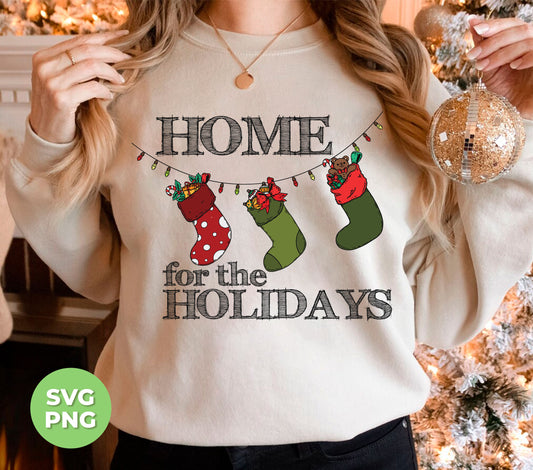 Home For The Holidays, Xmas Socks, Cute Socks, Wish For Xmas, Digital Files, Png Sublimation