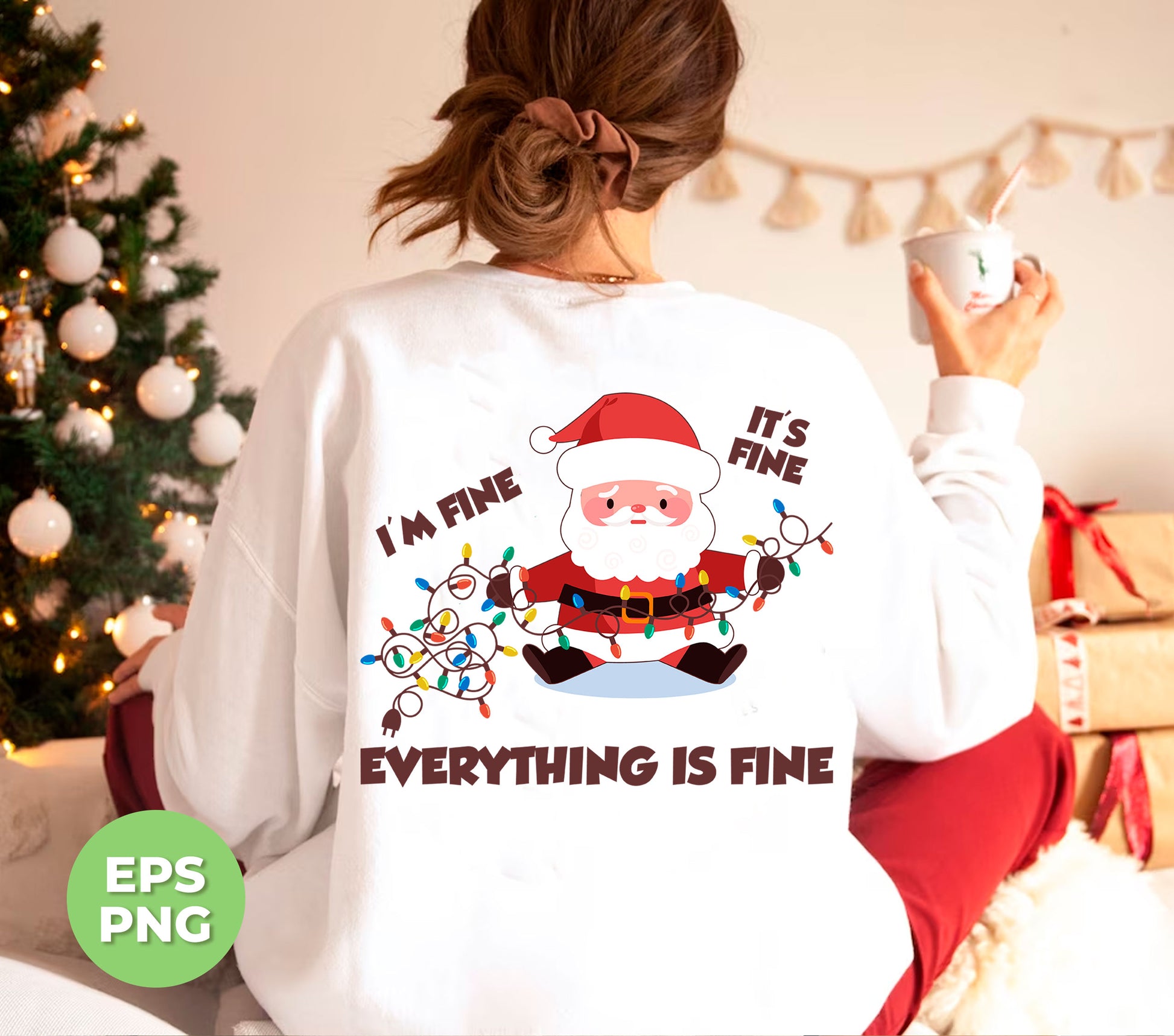 Stay on trend this holiday season with our "I'm Fine, It's Fine, Everything Is Fine" Santa print! This funny and festive Png sublimation design is perfect for anyone looking to add a touch of humor to their Christmas wardrobe. Stay stylish and festive with our must-have design.