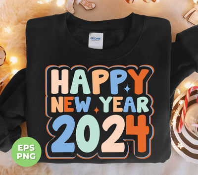 Happy New Year, 2024 New Year, Bling New Year, Blink 2024, Png Sublimation