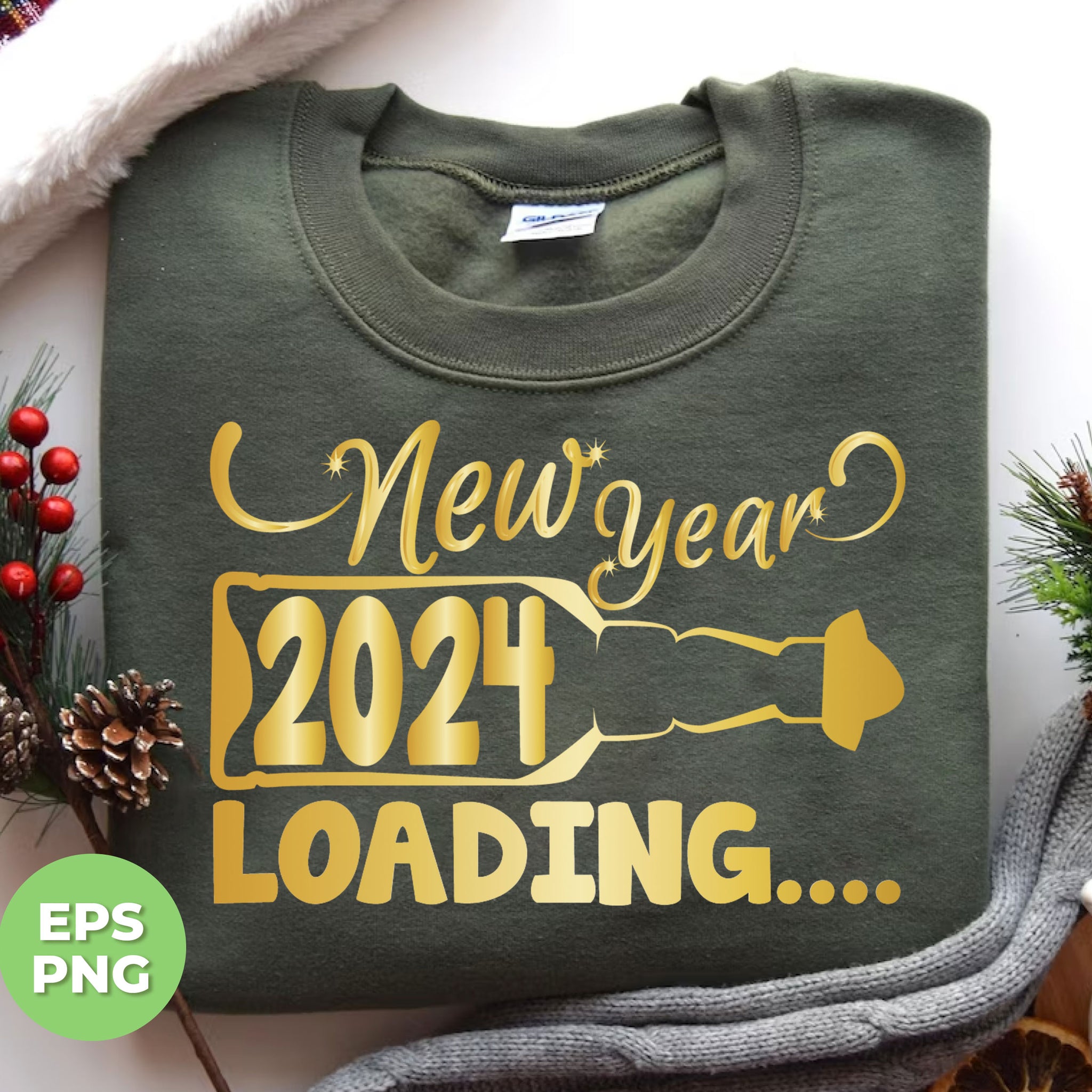 Celebrate the new year in style with our Happy New Year 2024 loading t-shirt. Featuring a sleek golden design and advanced Png sublimation technology, this shirt is perfect for any New Year's Eve celebration. Don't miss out on this limited edition shirt!