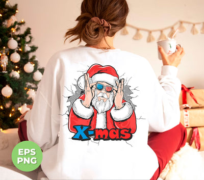 Cool Xmas, Cool Santa, American Santa, Santa From Wallhole, Trendy Christmas, Png Sublimation