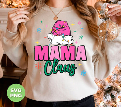 Mama Claus, Pink Mama, Blink Mama Claus, Santa Claus, Trendy Christmas, Png Sublimation