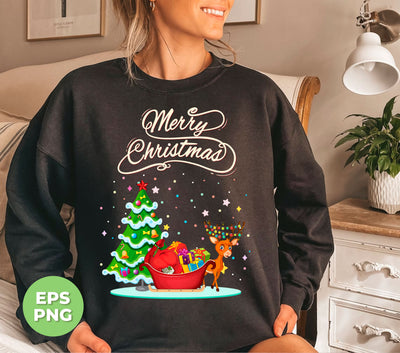 Christmas Vibes, Snow Season, Reindeer With Xmas Car, Trendy Christmas, Png Sublimation